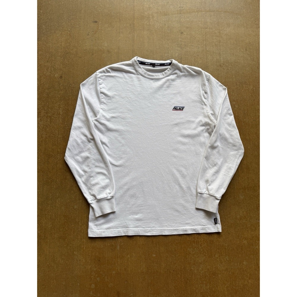 Palace Skateboards Spell Out White Skater Streetwear Long Sleeve T-Shirt (M)